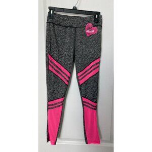 NWT Crush Black & Pink Mesh Leggings - Size Girls 14
